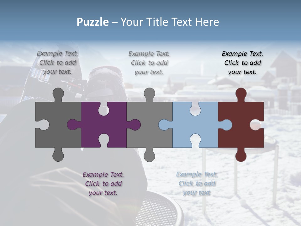 A Couple Of People That Are Sitting In The Snow PowerPoint Template