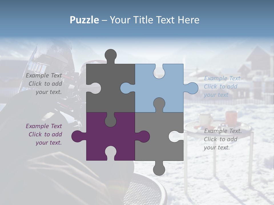 A Couple Of People That Are Sitting In The Snow PowerPoint Template