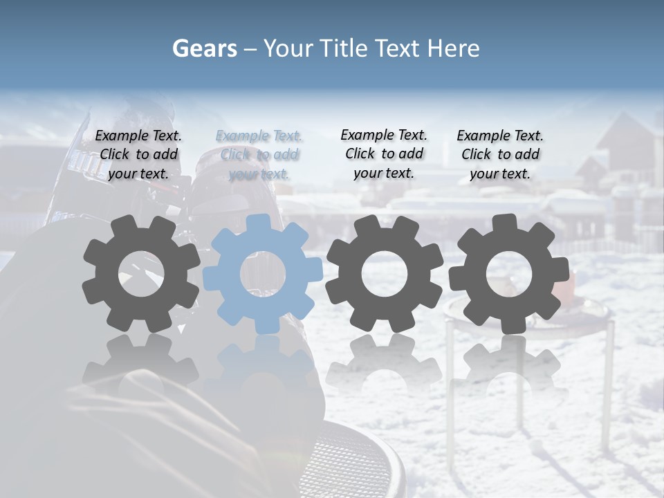 A Couple Of People That Are Sitting In The Snow PowerPoint Template