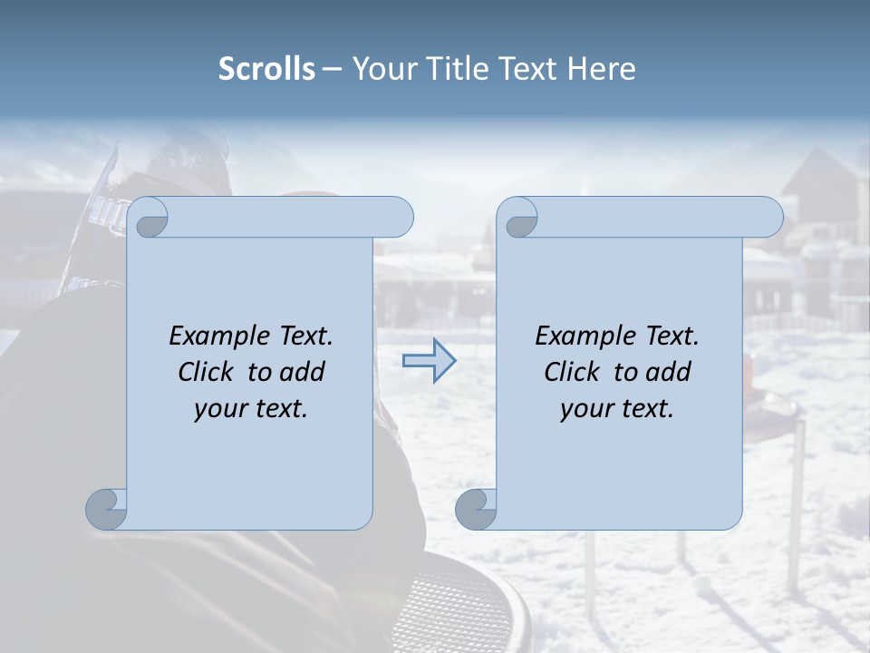 A Couple Of People That Are Sitting In The Snow PowerPoint Template