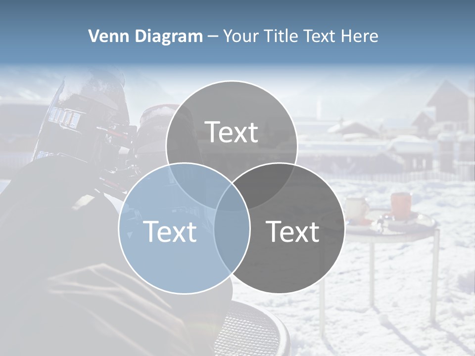 A Couple Of People That Are Sitting In The Snow PowerPoint Template