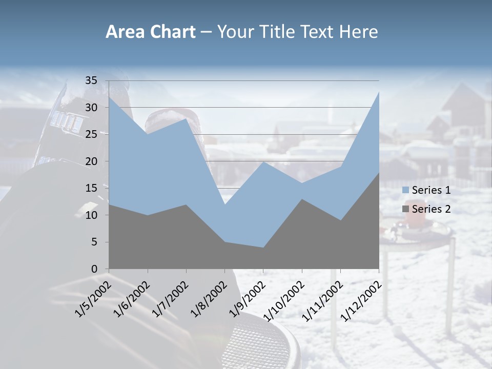 A Couple Of People That Are Sitting In The Snow PowerPoint Template