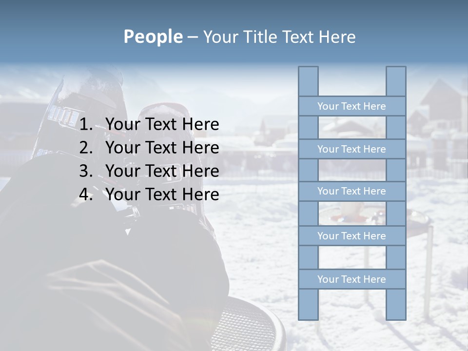 A Couple Of People That Are Sitting In The Snow PowerPoint Template
