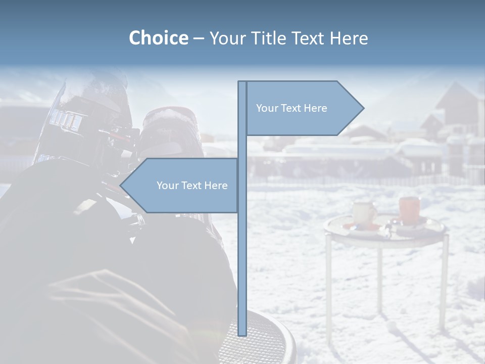 A Couple Of People That Are Sitting In The Snow PowerPoint Template