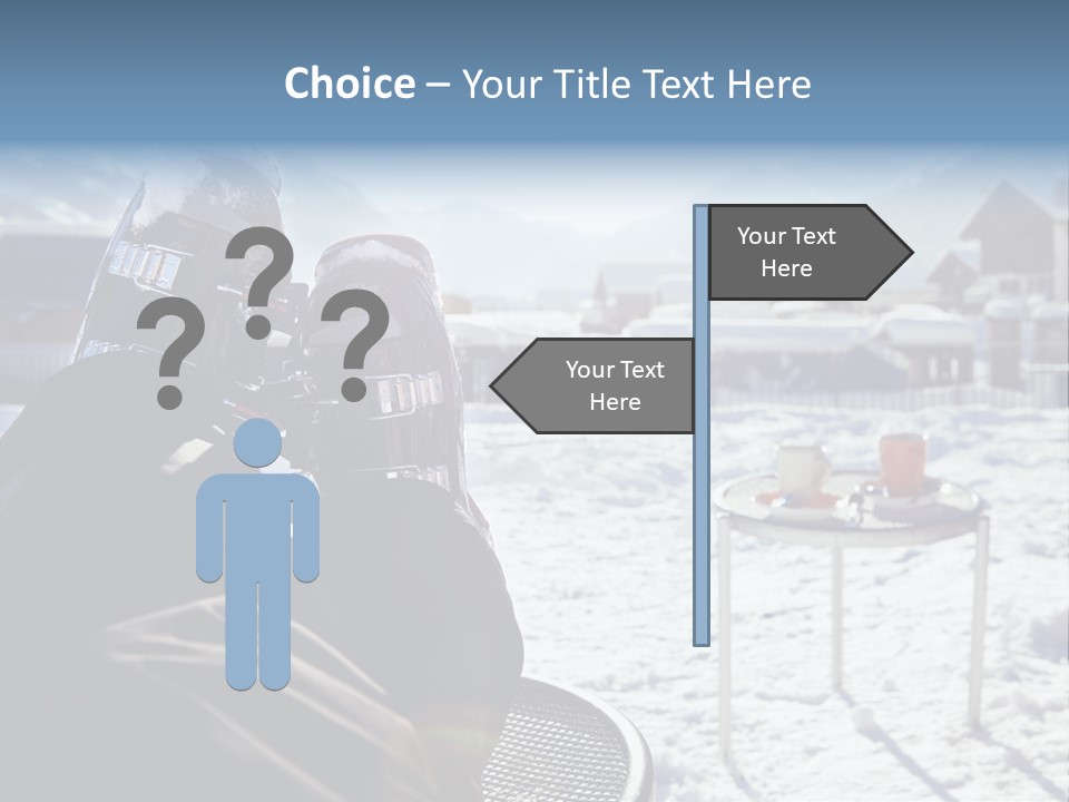 A Couple Of People That Are Sitting In The Snow PowerPoint Template