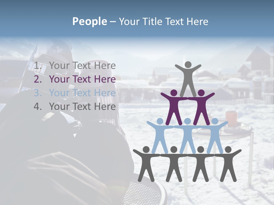 A Couple Of People That Are Sitting In The Snow PowerPoint Template