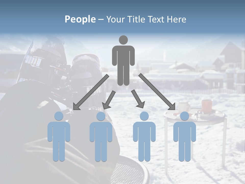 A Couple Of People That Are Sitting In The Snow PowerPoint Template