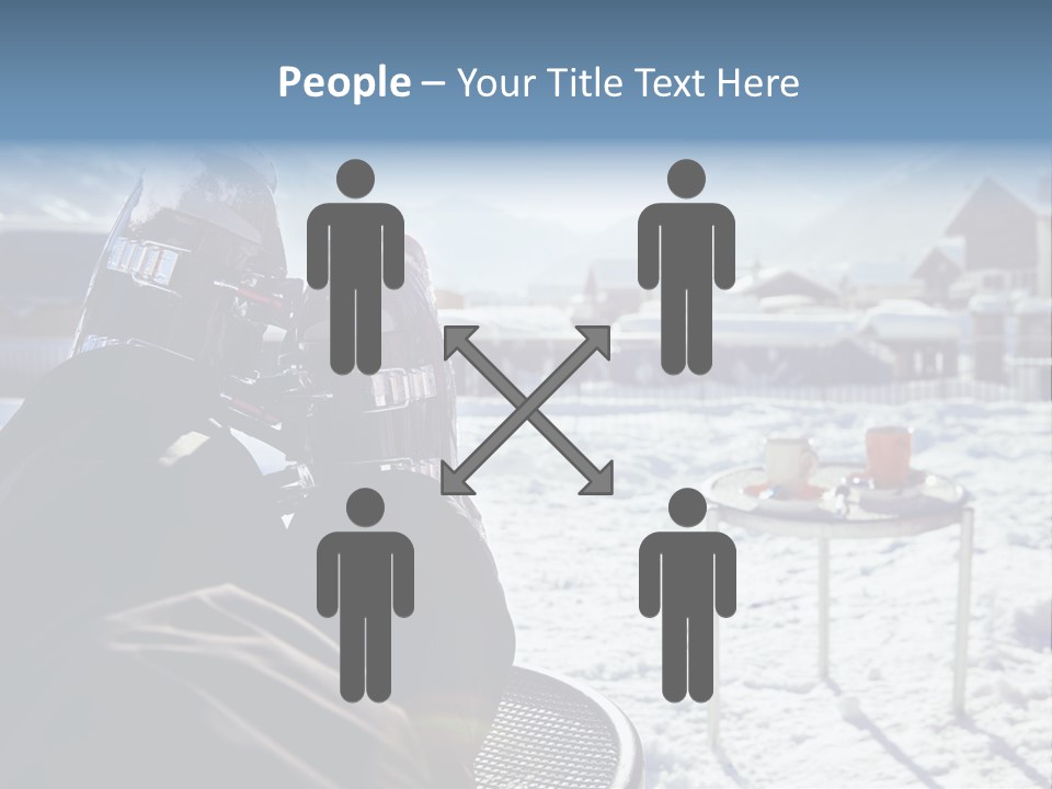 A Couple Of People That Are Sitting In The Snow PowerPoint Template