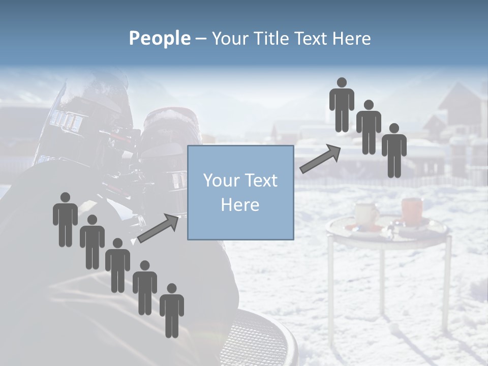 A Couple Of People That Are Sitting In The Snow PowerPoint Template