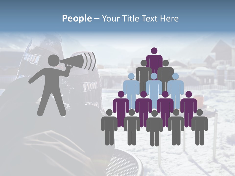 A Couple Of People That Are Sitting In The Snow PowerPoint Template