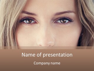 A Beautiful Blond Woman With Blue Eyes Powerpoint Template PowerPoint Template