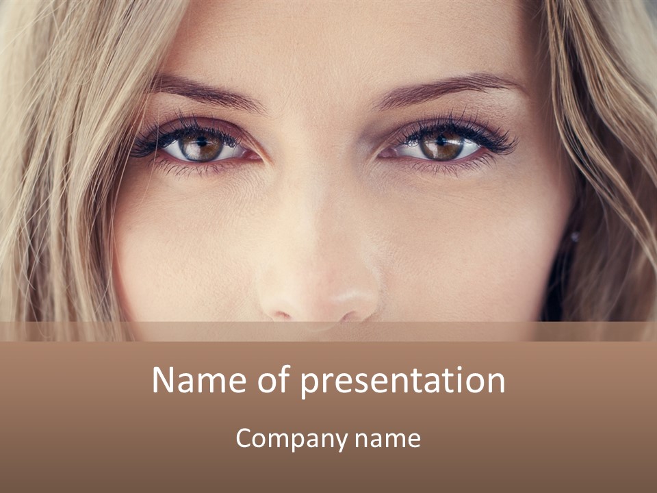 A Beautiful Blond Woman With Blue Eyes Powerpoint Template PowerPoint Template