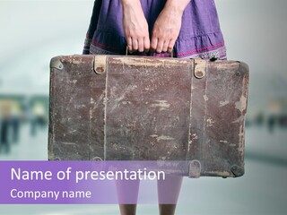 A Person Holding A Piece Of Luggage In Their Hands PowerPoint Template