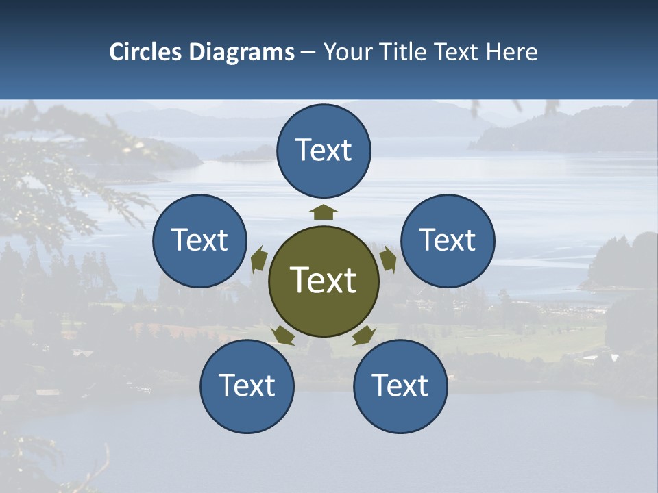 A Large Body Of Water Surrounded By Trees PowerPoint Template