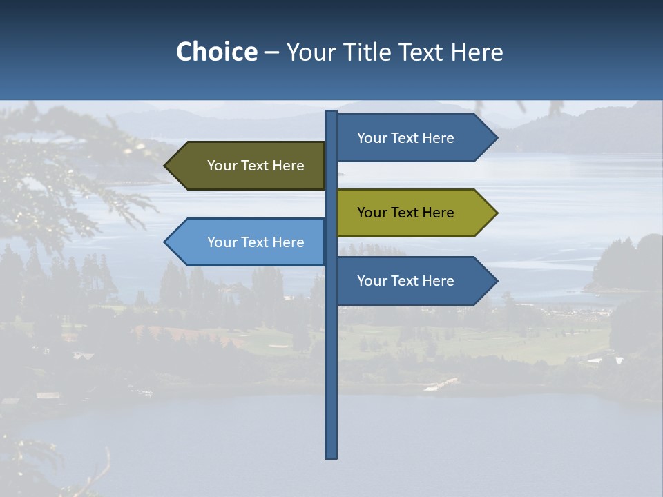 A Large Body Of Water Surrounded By Trees PowerPoint Template