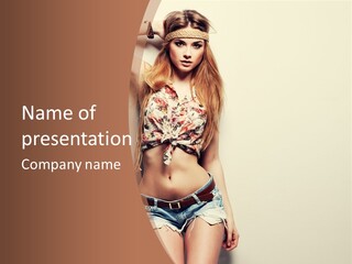 A Beautiful Woman In A Bikini Posing For A Picture PowerPoint Template
