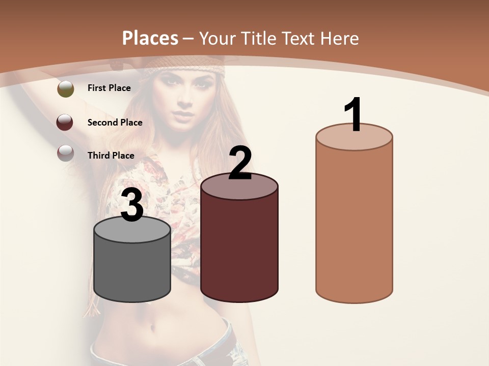 A Beautiful Woman In A Bikini Posing For A Picture PowerPoint Template