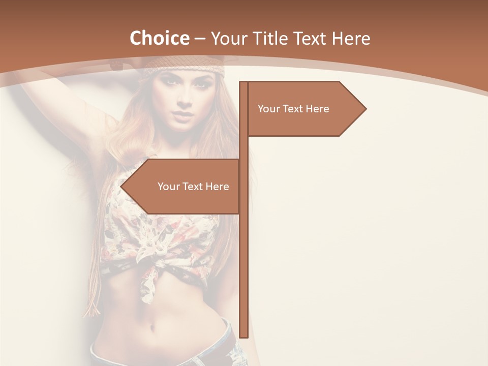 A Beautiful Woman In A Bikini Posing For A Picture PowerPoint Template