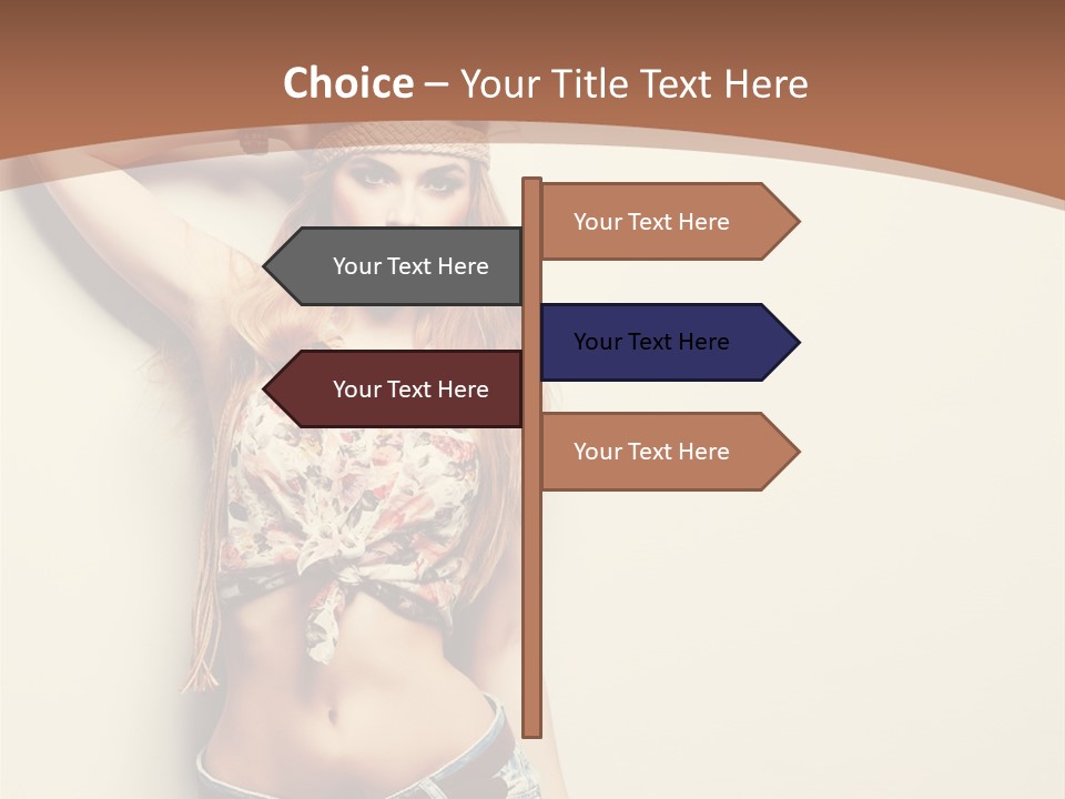 A Beautiful Woman In A Bikini Posing For A Picture PowerPoint Template