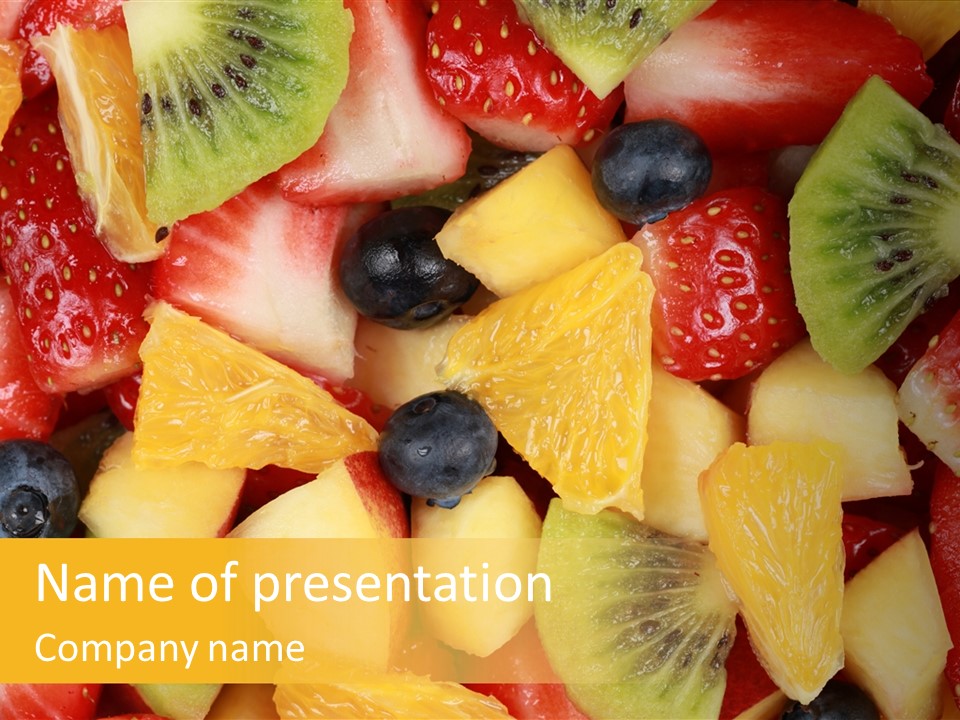 A Close Up Of A Bunch Of Fruit On A Table PowerPoint Template