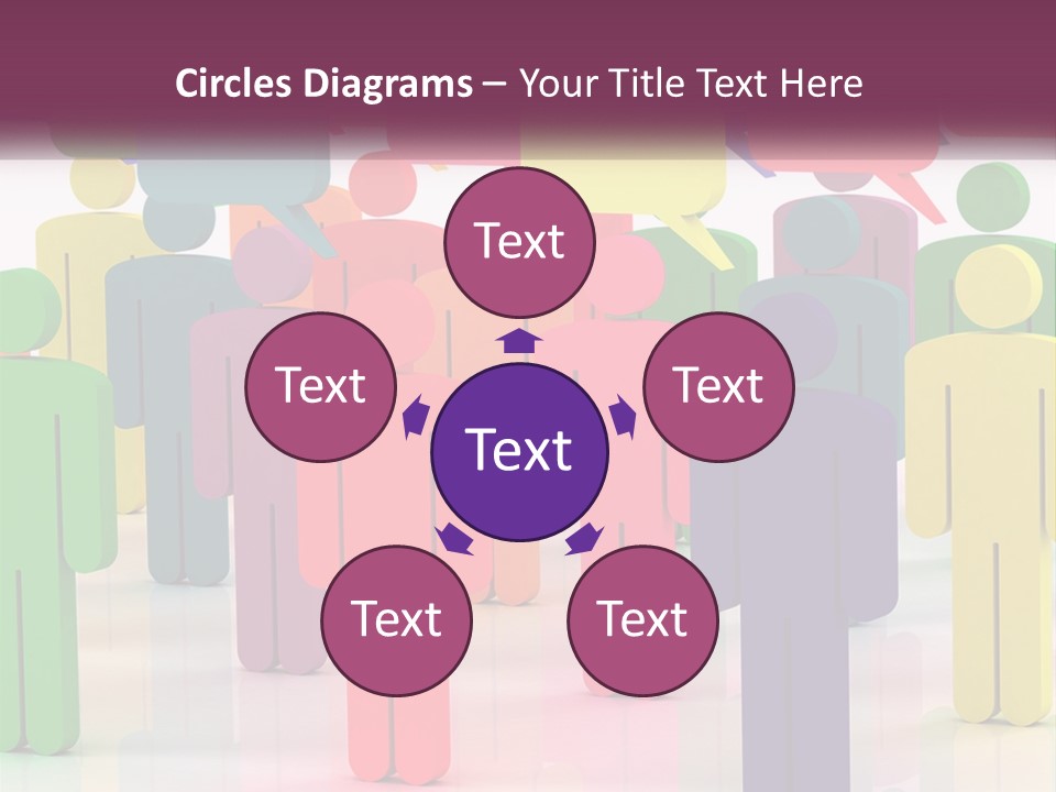 A Group Of Colorful People With Speech Bubbles PowerPoint Template
