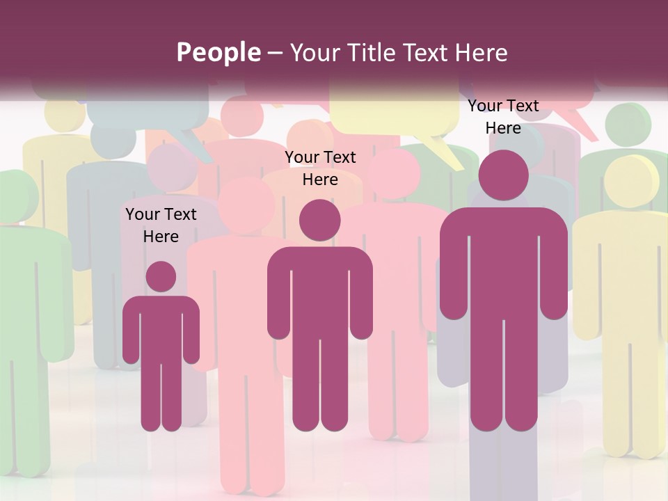 A Group Of Colorful People With Speech Bubbles PowerPoint Template