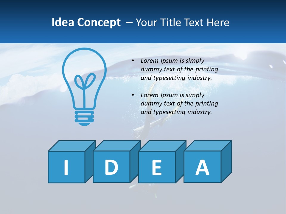 A Person Swimming In The Ocean With A Surfboard PowerPoint Template