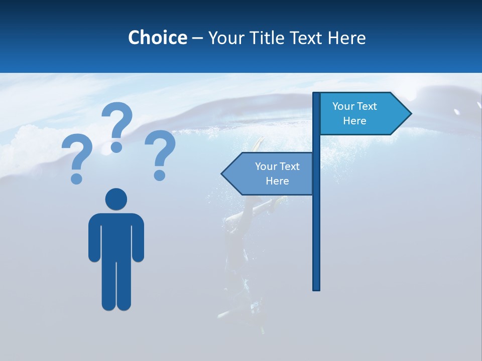 A Person Swimming In The Ocean With A Surfboard PowerPoint Template