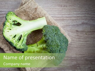 A Piece Of Broccoli And A Piece Of Broccoli On A Cloth PowerPoint Template