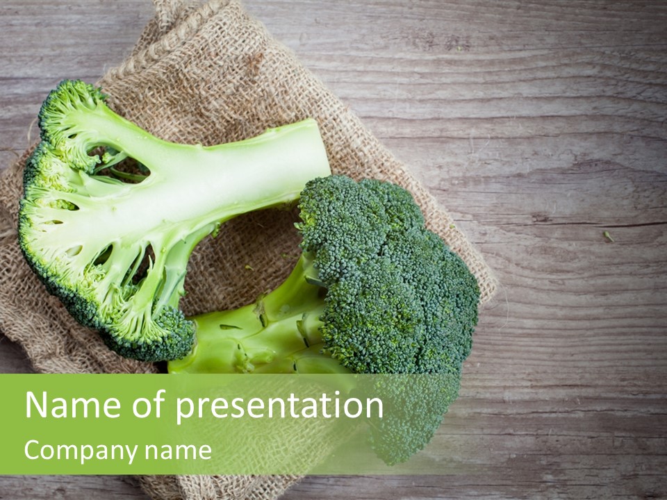 A Piece Of Broccoli And A Piece Of Broccoli On A Cloth PowerPoint Template