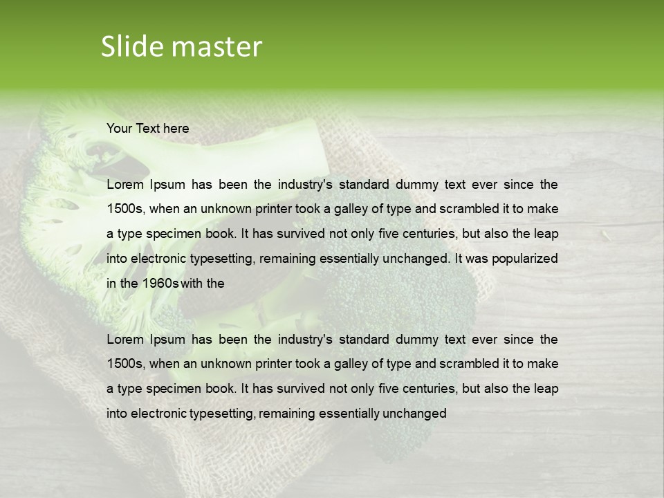 A Piece Of Broccoli And A Piece Of Broccoli On A Cloth PowerPoint Template