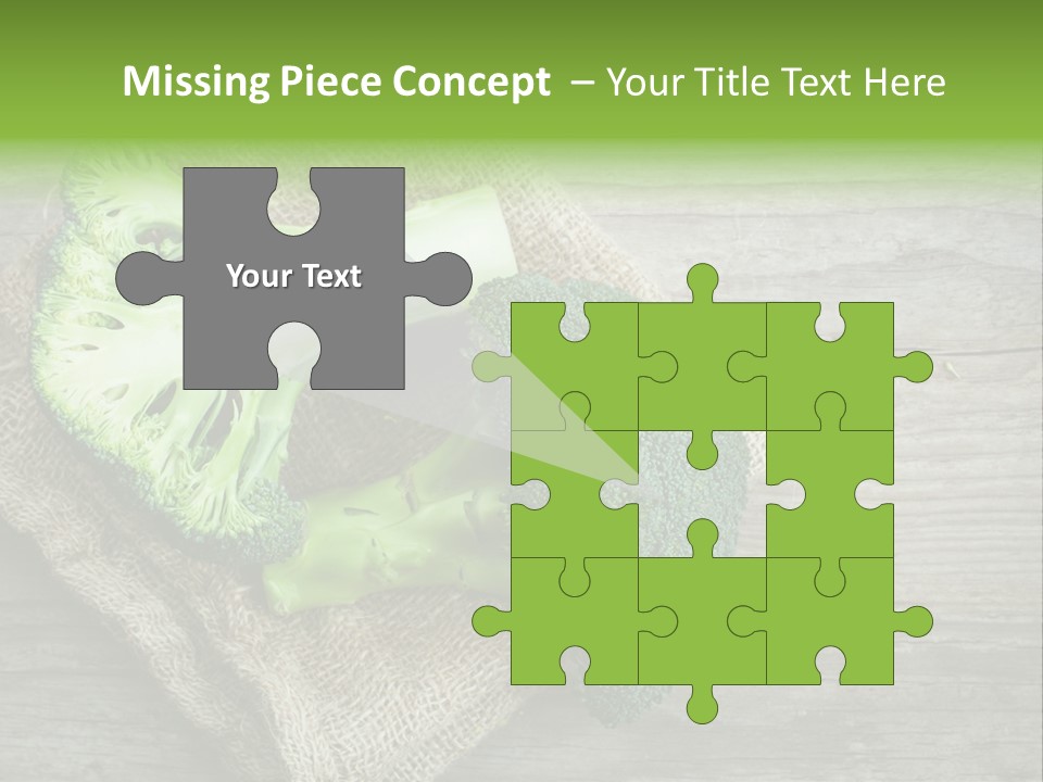 A Piece Of Broccoli And A Piece Of Broccoli On A Cloth PowerPoint Template