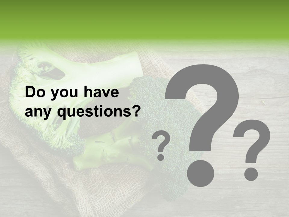 A Piece Of Broccoli And A Piece Of Broccoli On A Cloth PowerPoint Template