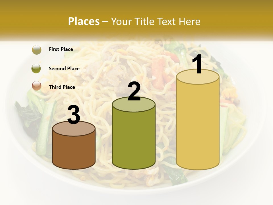 A Plate Of Food With Noodles And Vegetables PowerPoint Template