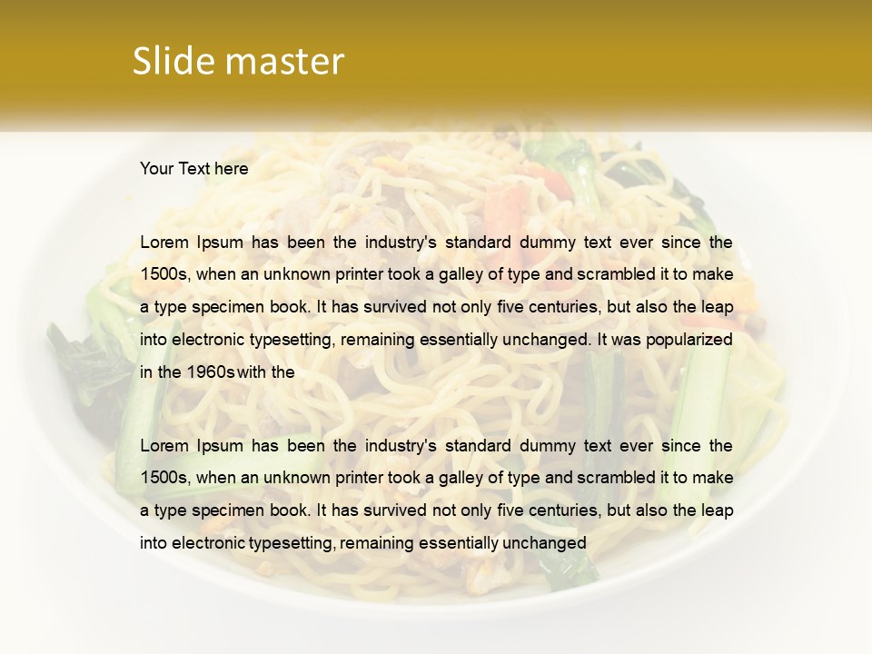 A Plate Of Food With Noodles And Vegetables PowerPoint Template