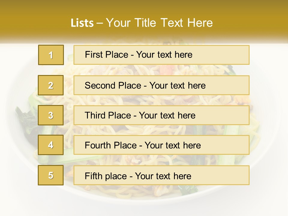 A Plate Of Food With Noodles And Vegetables PowerPoint Template