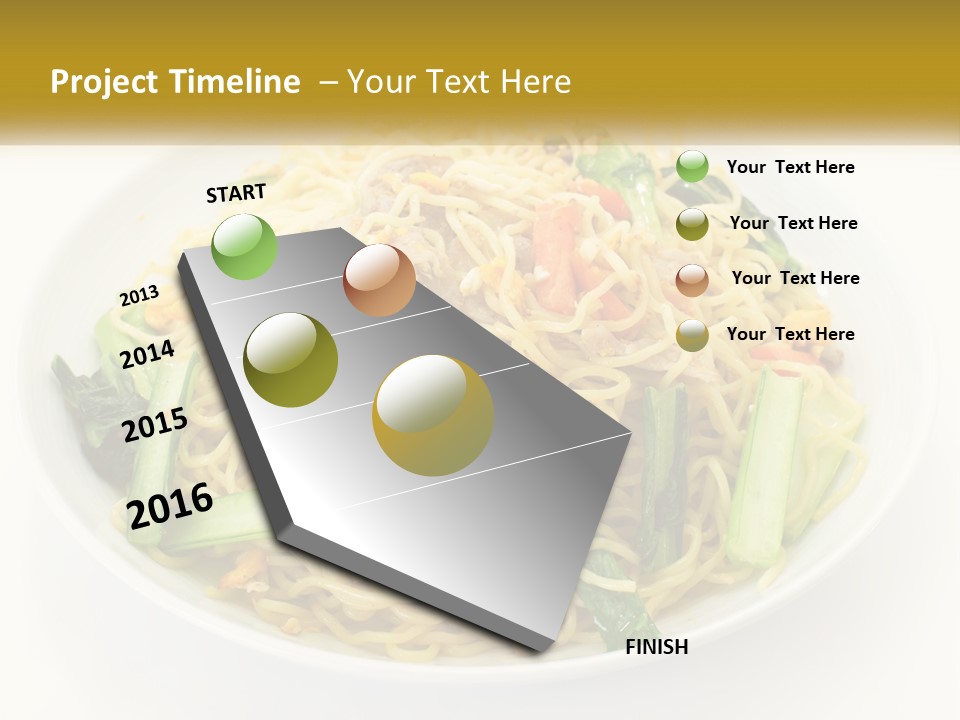 A Plate Of Food With Noodles And Vegetables PowerPoint Template