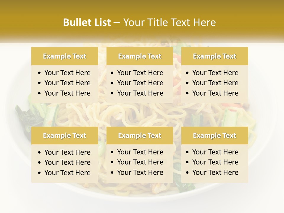 A Plate Of Food With Noodles And Vegetables PowerPoint Template