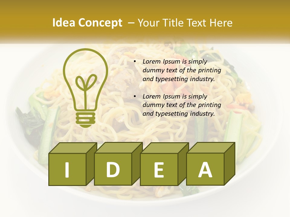A Plate Of Food With Noodles And Vegetables PowerPoint Template