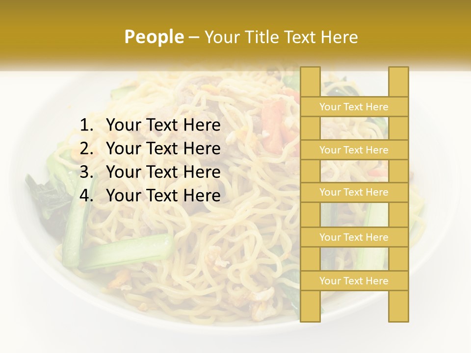 A Plate Of Food With Noodles And Vegetables PowerPoint Template