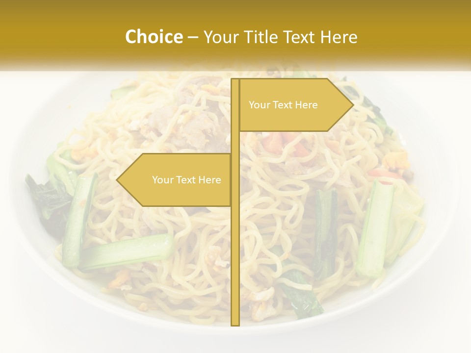 A Plate Of Food With Noodles And Vegetables PowerPoint Template