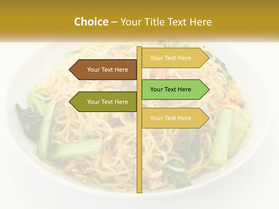 A Plate Of Food With Noodles And Vegetables PowerPoint Template