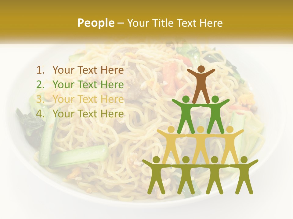 A Plate Of Food With Noodles And Vegetables PowerPoint Template