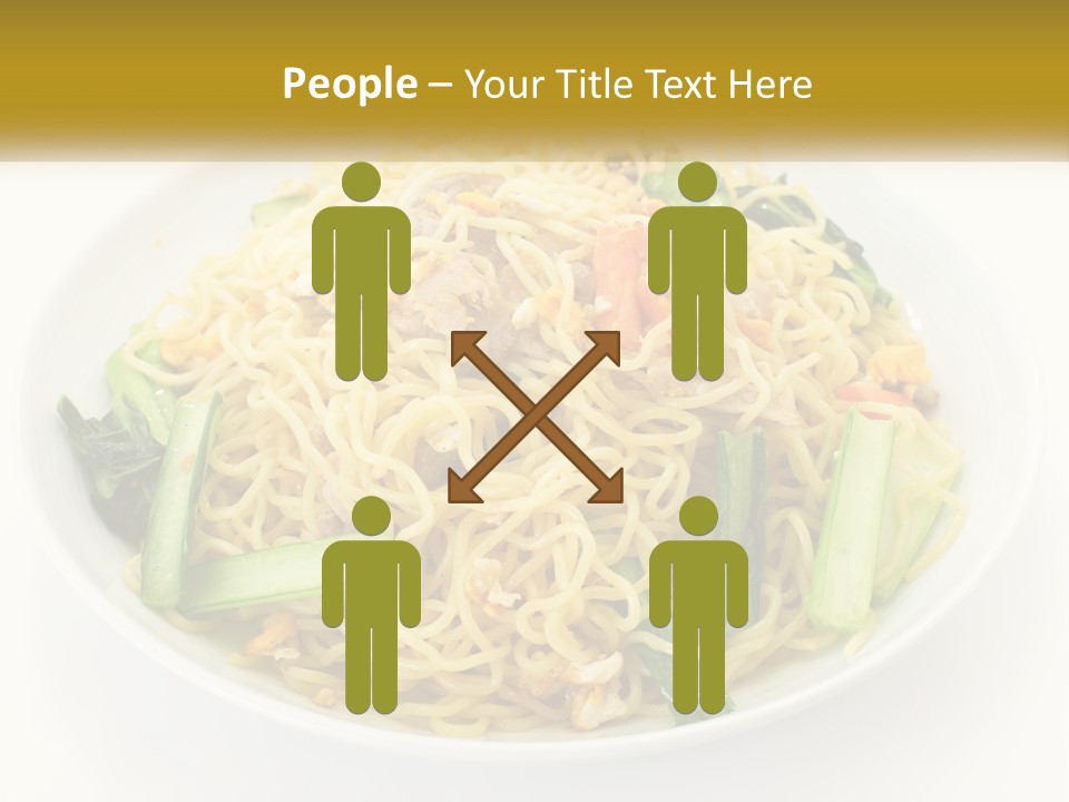 A Plate Of Food With Noodles And Vegetables PowerPoint Template