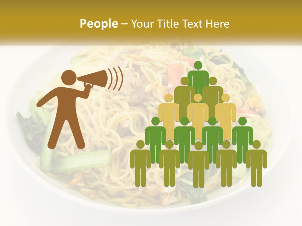 A Plate Of Food With Noodles And Vegetables PowerPoint Template