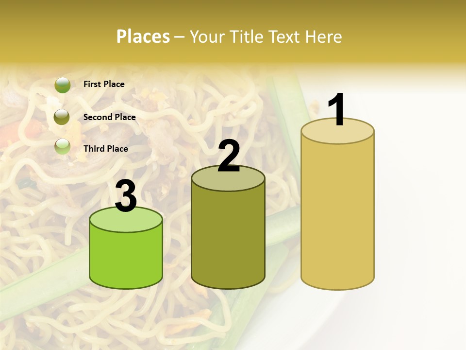 A Plate Of Food With Noodles And Vegetables PowerPoint Template