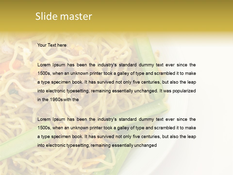 A Plate Of Food With Noodles And Vegetables PowerPoint Template