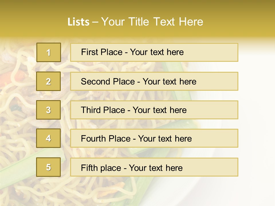 A Plate Of Food With Noodles And Vegetables PowerPoint Template