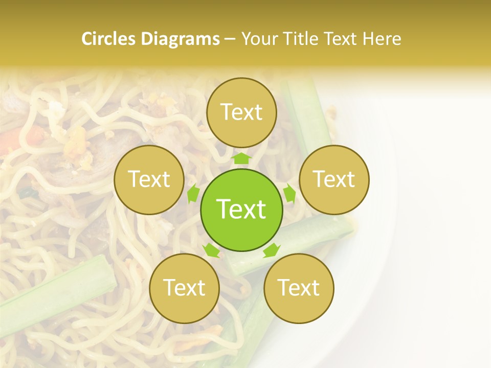 A Plate Of Food With Noodles And Vegetables PowerPoint Template