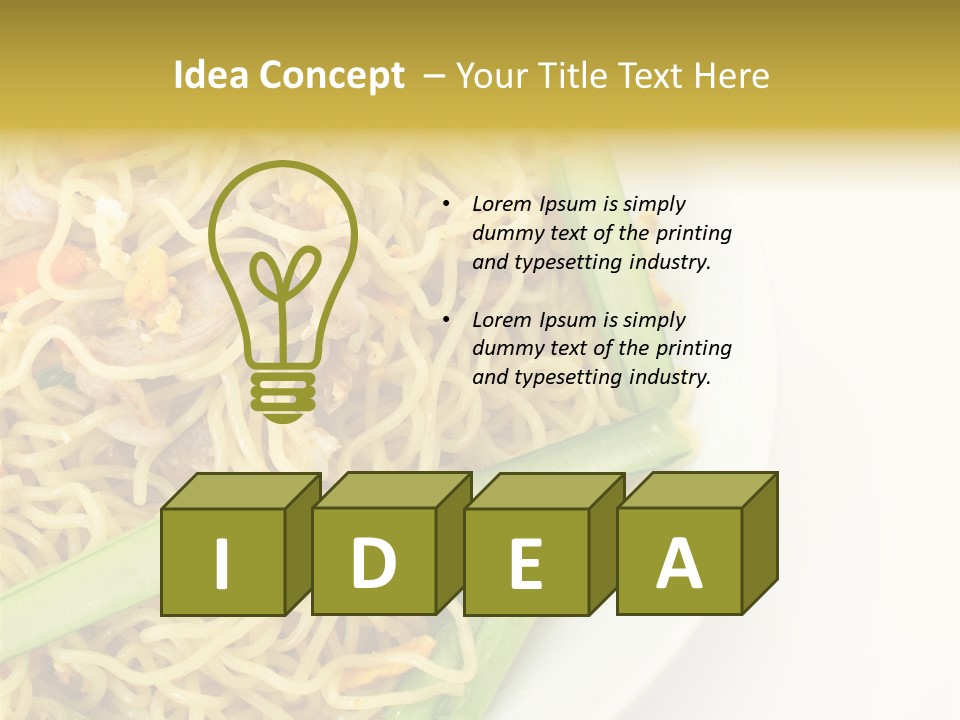A Plate Of Food With Noodles And Vegetables PowerPoint Template